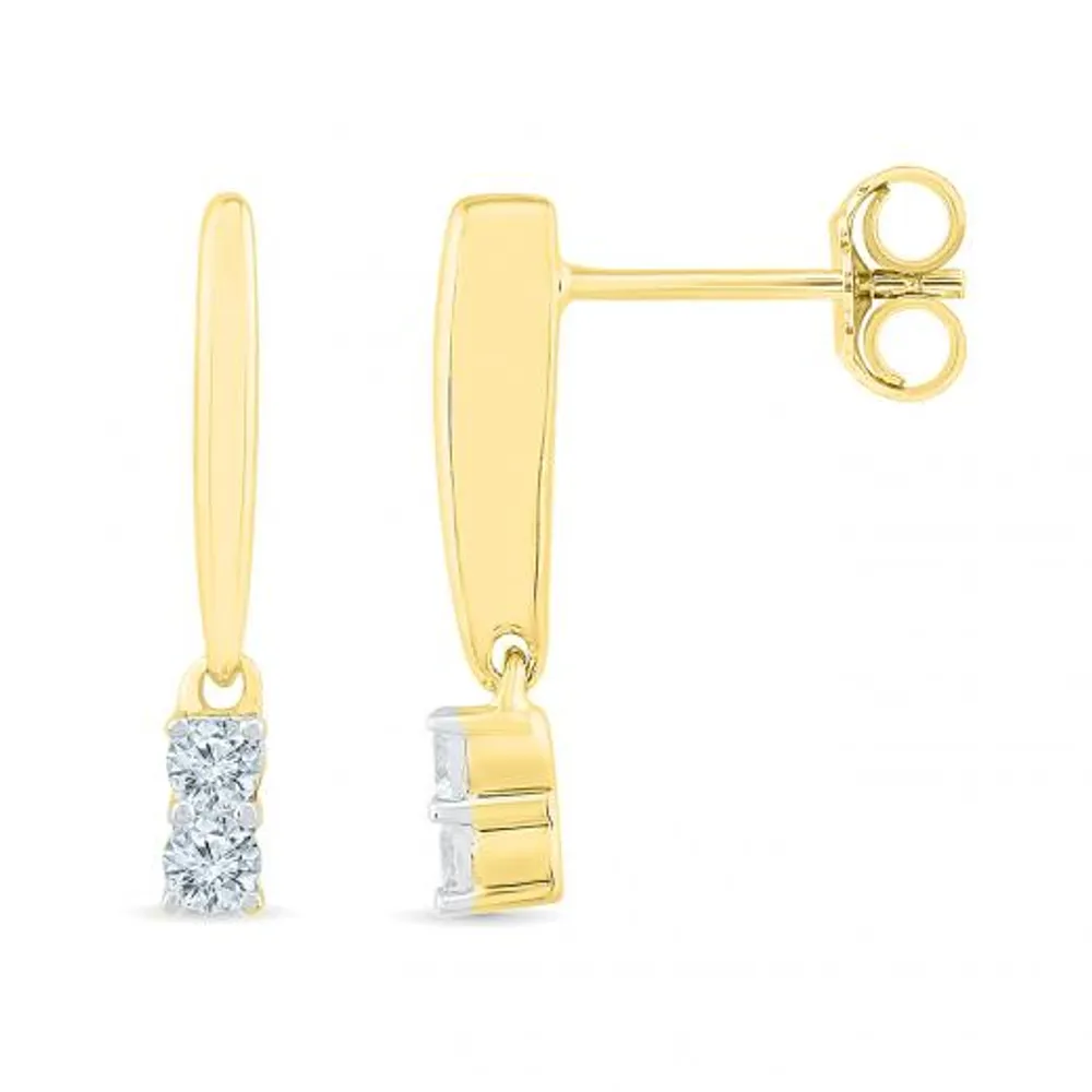 10K Yellow Gold Two-Stone Diamond Earrings