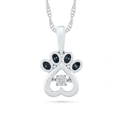 Sterling Silver Dancing Diamond Paw Pendant