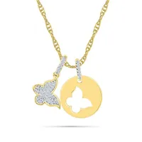 10K Yellow Gold Diamond Butterfly Pendant