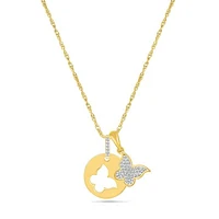 10K Yellow Gold Diamond Butterfly Pendant