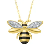 10K Yellow Gold Diamond Bee Pendant