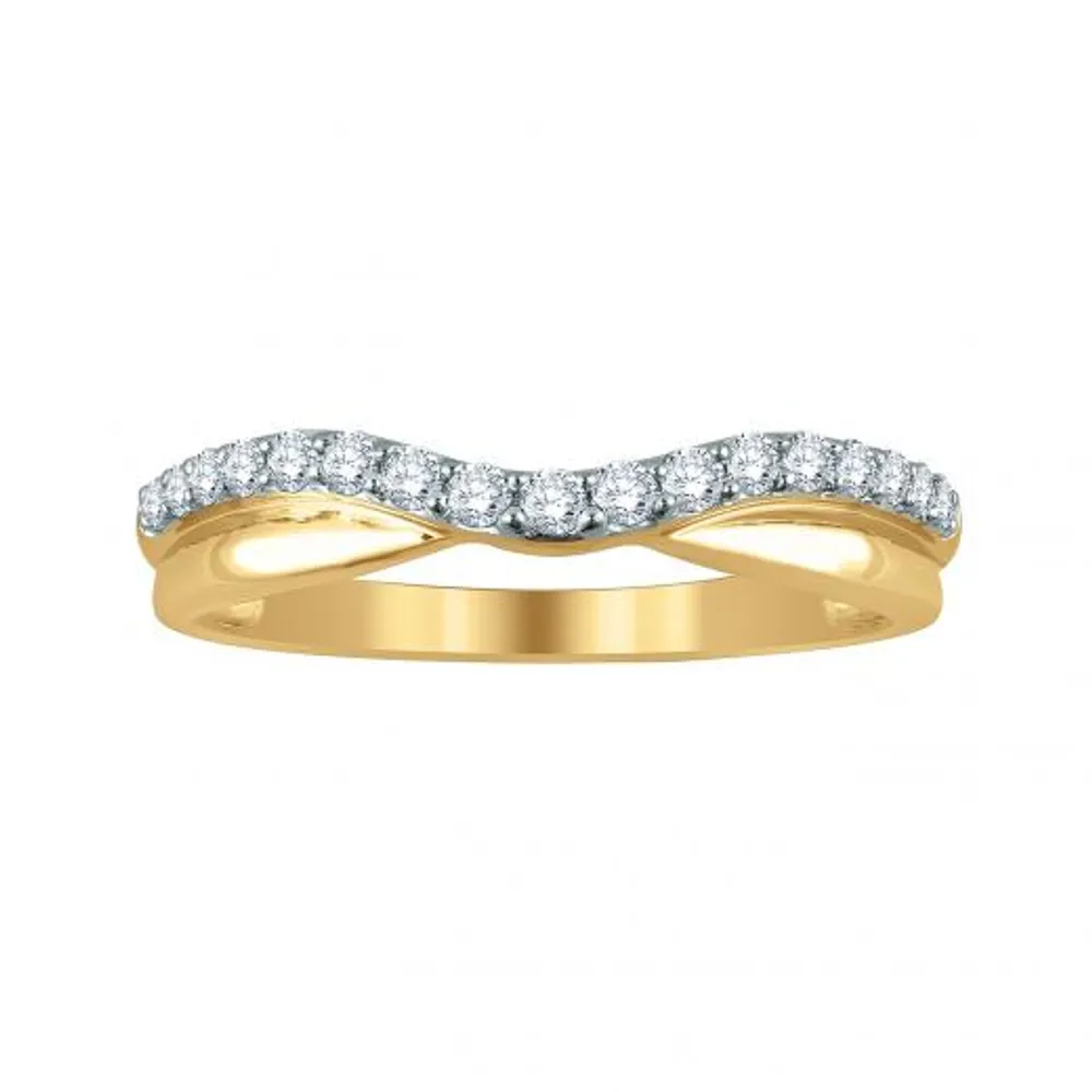 14K Yellow Gold 0.10CTW Diamond Contour Band