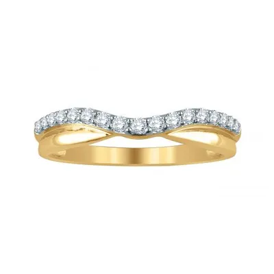 14K Yellow Gold 0.10CTW Diamond Contour Band