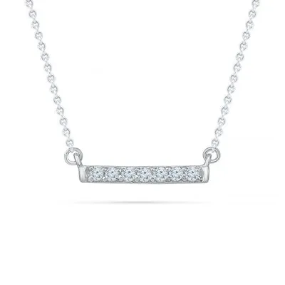 10K White Gold Diamond Bar Necklace