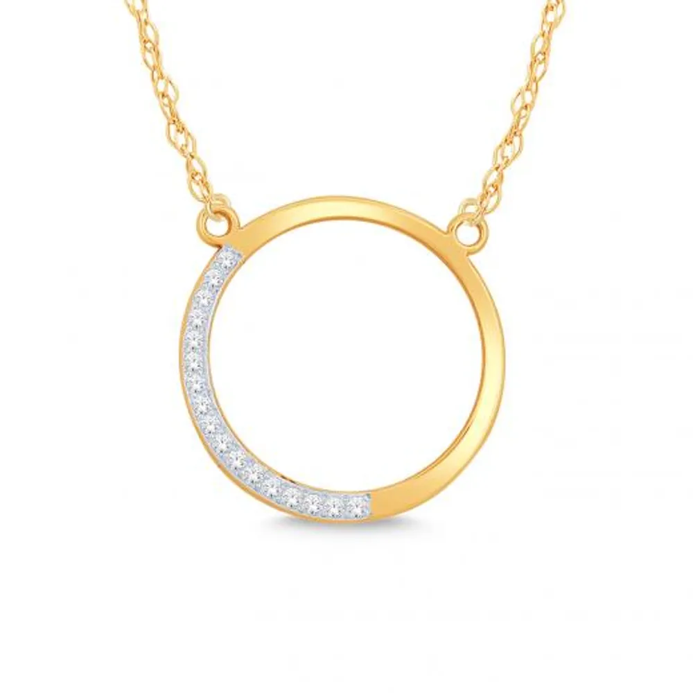 10K Yellow Gold Diamond Circle Necklace