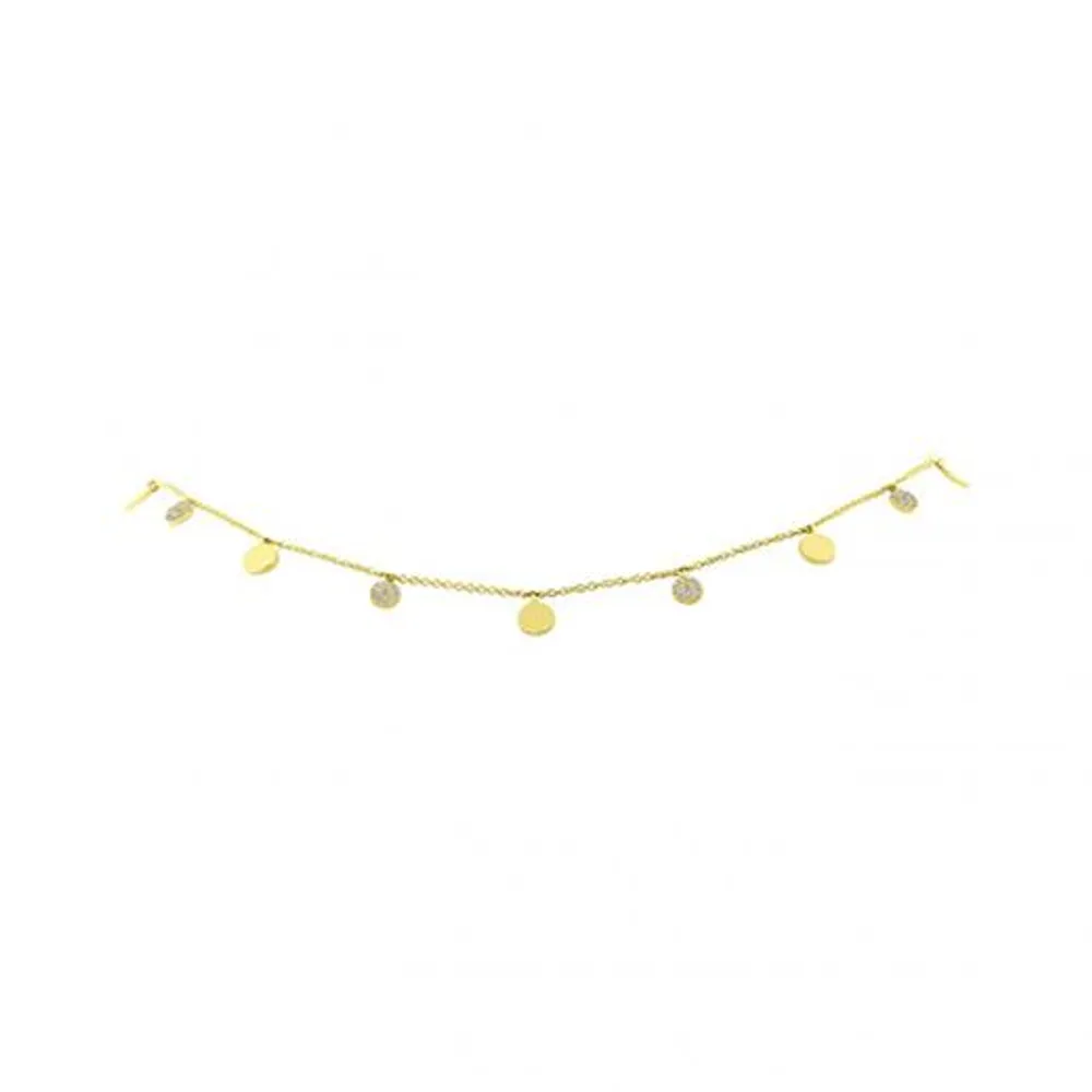 14K Yellow Gold 0.12CTW Diamond Circle Choker