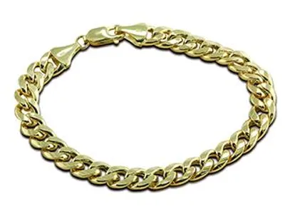 10K Yellow Gold 9" 8.9mm Semi-Solid Oval Miami Cuban Bracelet