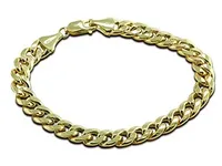 10K Yellow Gold 9" 8.9mm Semi-Solid Oval Miami Cuban Bracelet