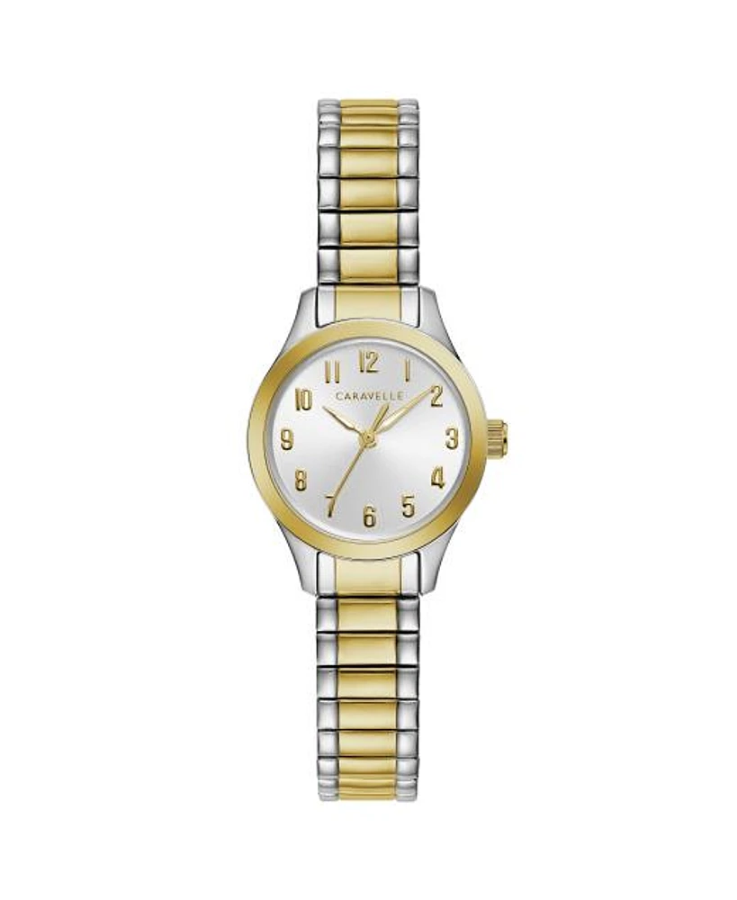 Caravelle Women's Two-Tone Gold Stainless Steel Silver-White Dial Watch