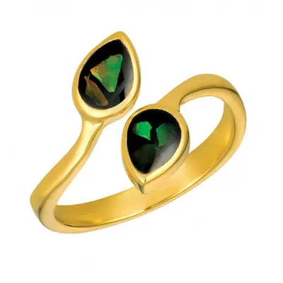 KORITE KENIA Sterling Silver Gold Plated Ammolite Ring