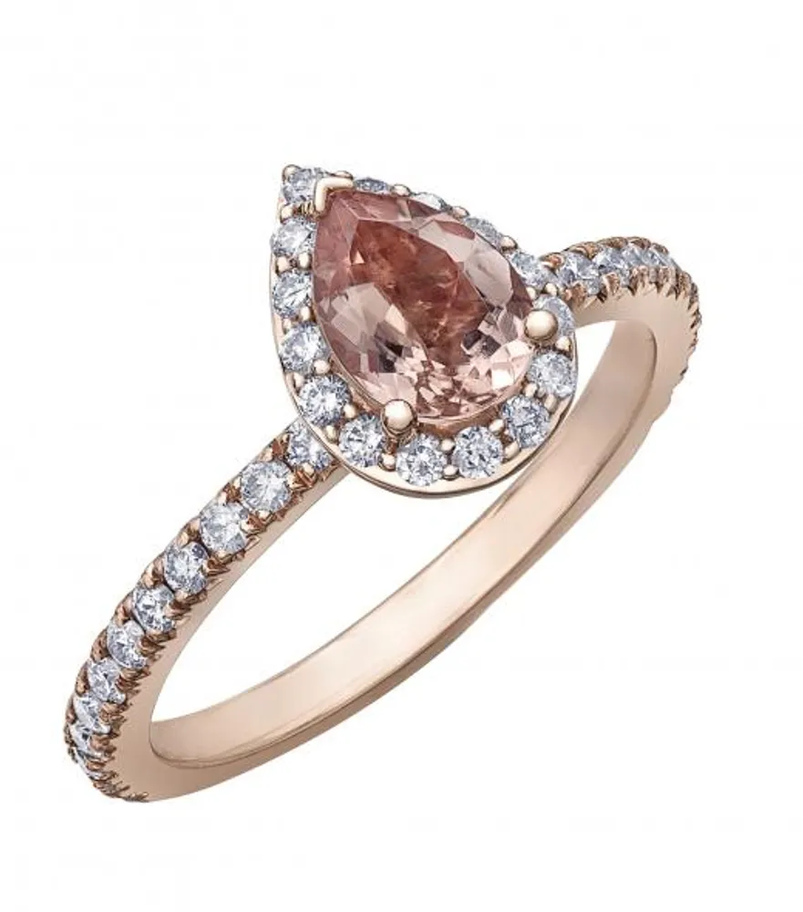 10K Rose Gold Morganite & 0.45CTW Diamond Bridal Ring