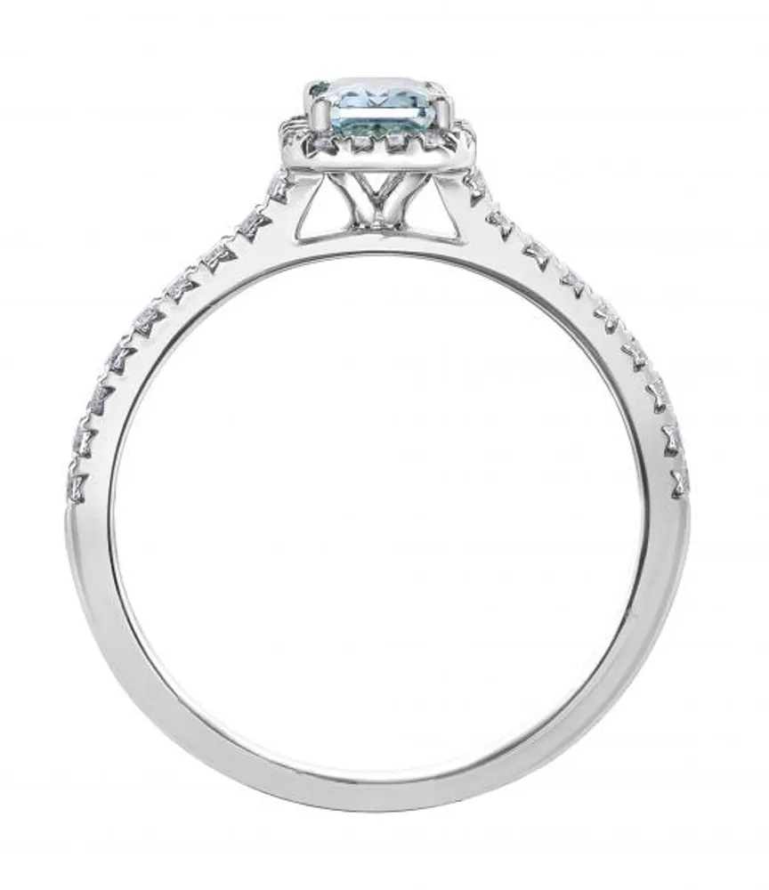 10K White Gold Aquamarine & 0.25CTW Diamond Bridal Ring