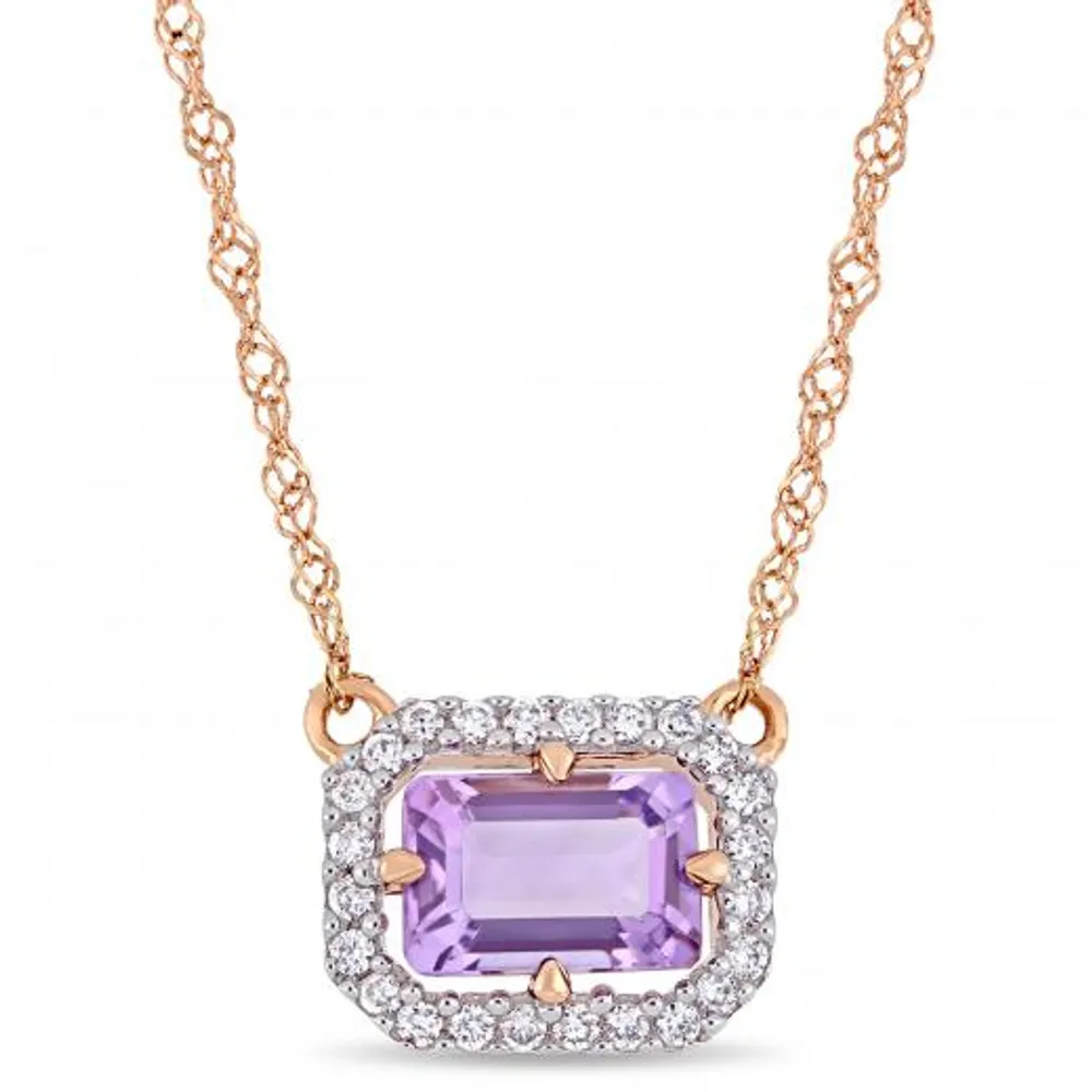 Julianna B 14K Rose Gold 0.10CTW Diamond & Amethyst Necklace