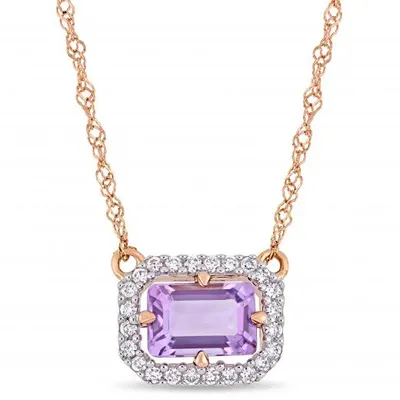 Julianna B 14K Rose Gold 0.10CTW Diamond & Amethyst Necklace