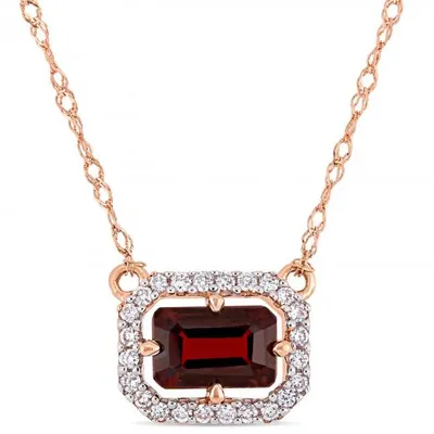 Julianna B 14K Rose Gold 0.10CTW Diamond & Garnet Necklace