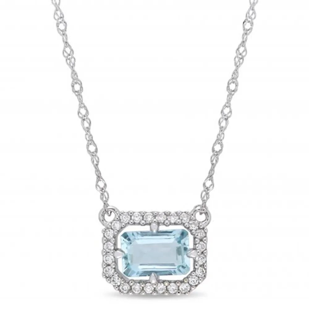 Julianna B 14K Rose Gold 0.10CTW Diamond & Aquamarine Necklace