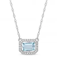 Julianna B 14K Rose Gold 0.10CTW Diamond & Aquamarine Necklace