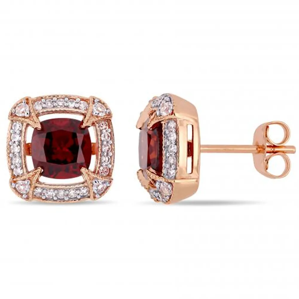 Julianna B 10K Rose Gold 0.20CTW Diamond Garnet & White Sapphire Earrings