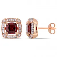 Julianna B 10K Rose Gold 0.20CTW Diamond Garnet & White Sapphire Earrings