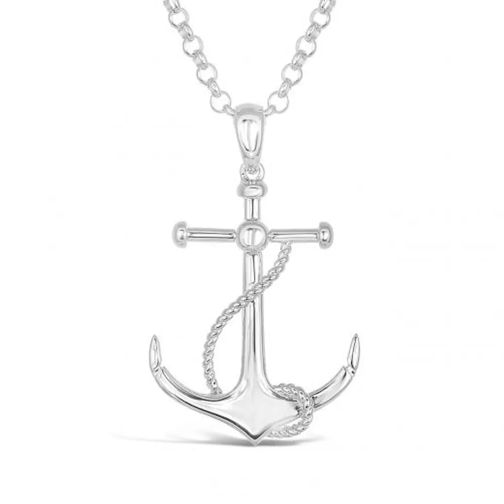 Sterling Silver 22" Anchor with Rope