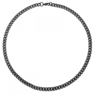 SteelX Stainless Steel 22" Black Square Wheat Chain