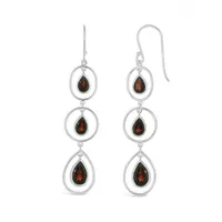 Sterling Silver Garnet Drop Earrings