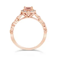 10K Rose Gold Morganite & Diamond Ring