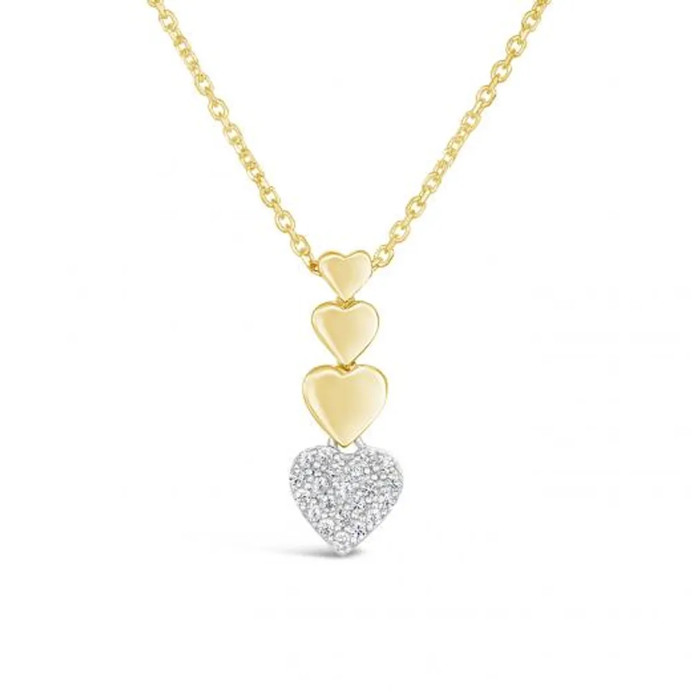 10K Yellow and White Gold 16" Hearts Journey Pendant