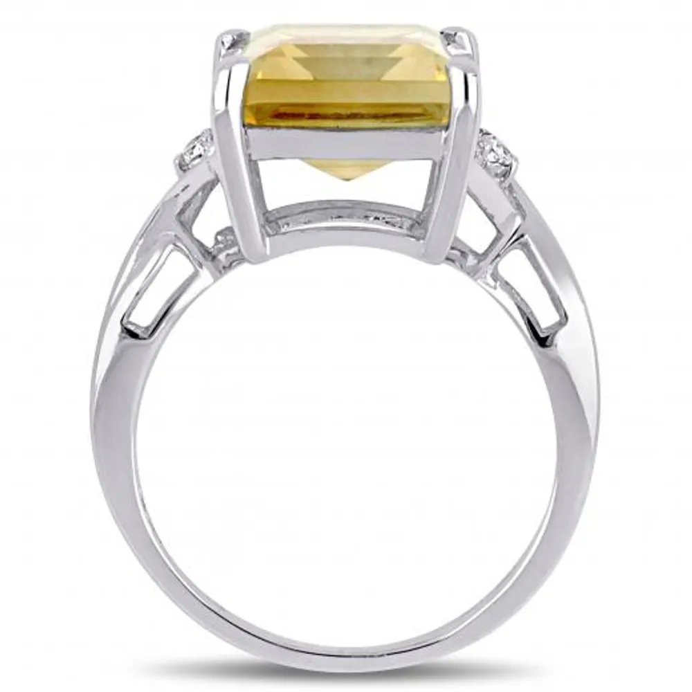 Julianna B Sterling Silver Emerald Cut Citrine & White Topaz Fashion Ring