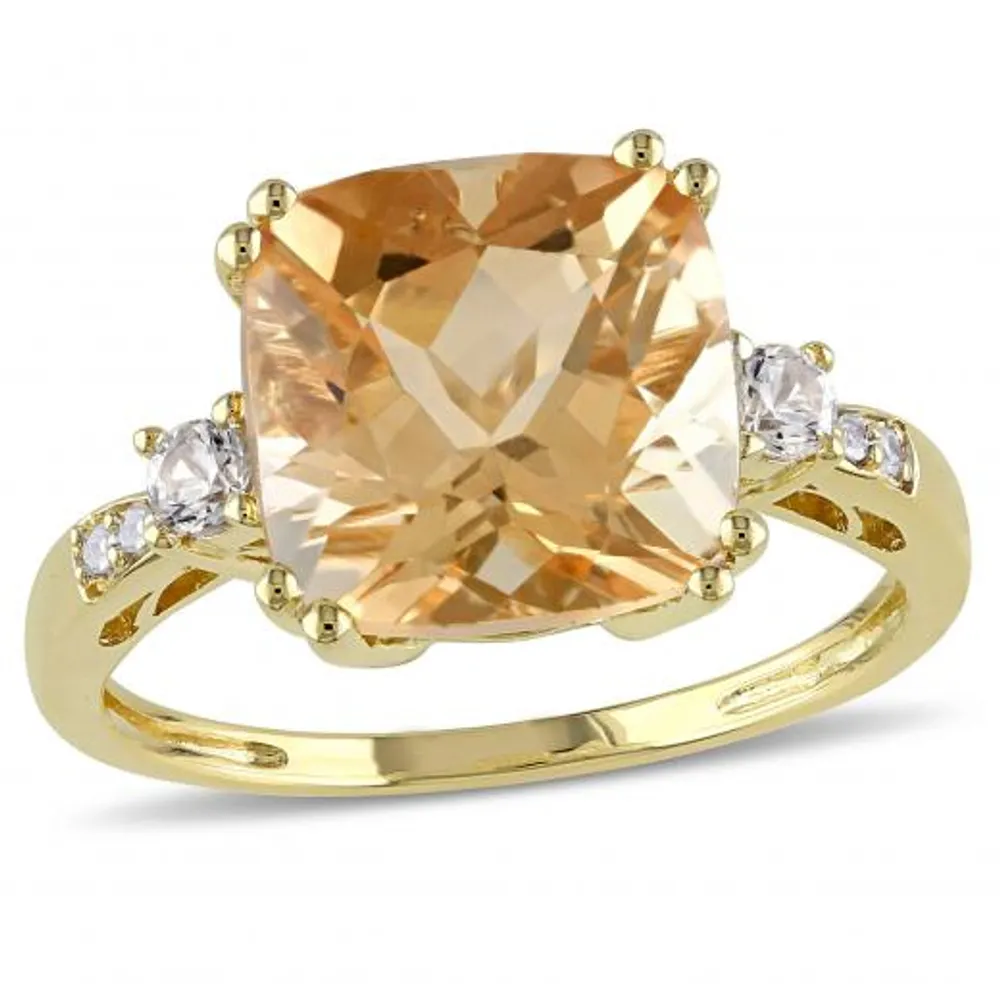 Julianna B 10K Yellow Gold Citrine Diamond & Created White Sapphire Ring