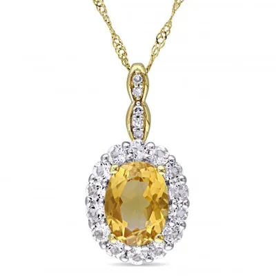 Julianna B Yellow Gold Citrine White Topaz & Diamond Pendant