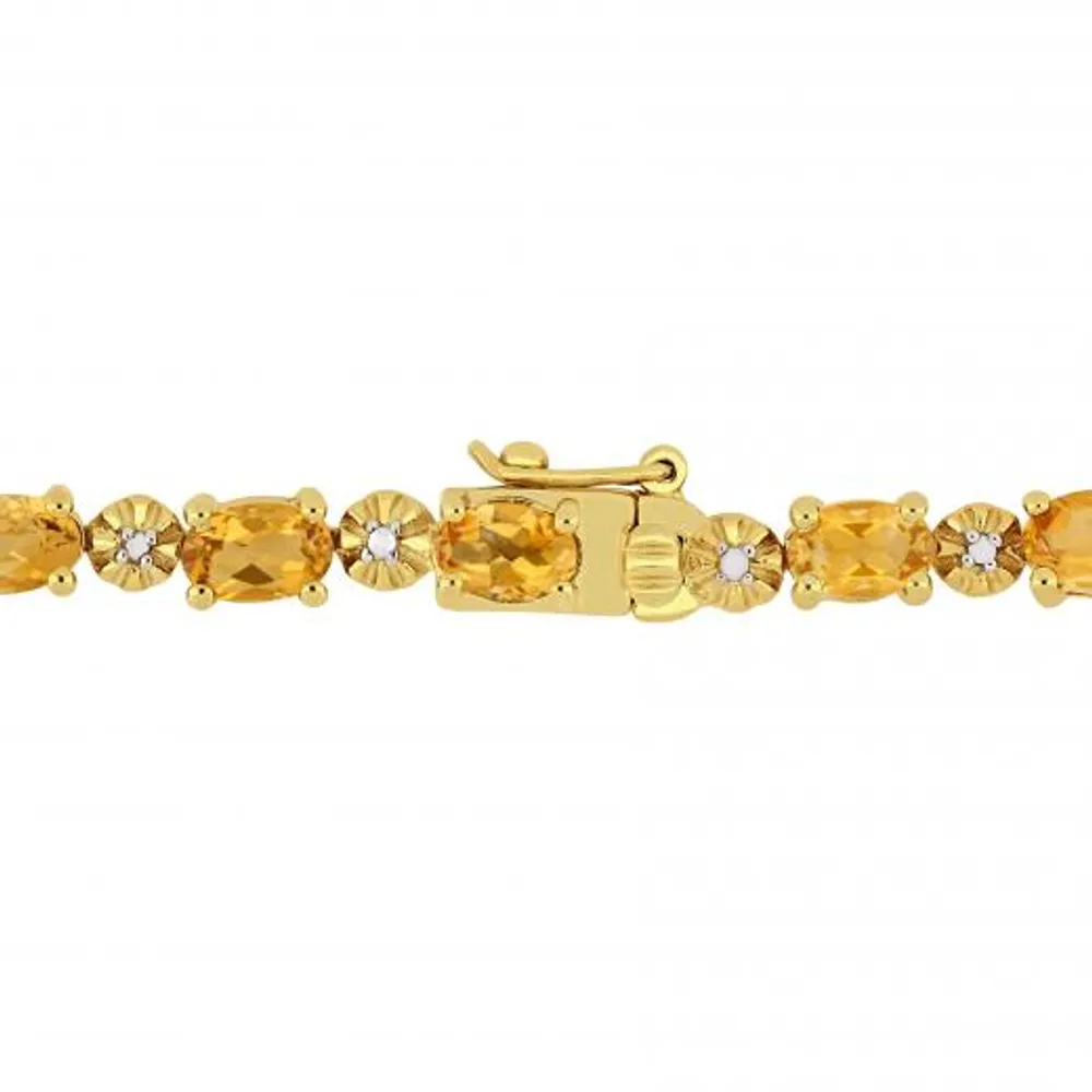 Julianna B Yellow Plated Sterling Silver Oval Cut Citrine & Diamond Bracelet