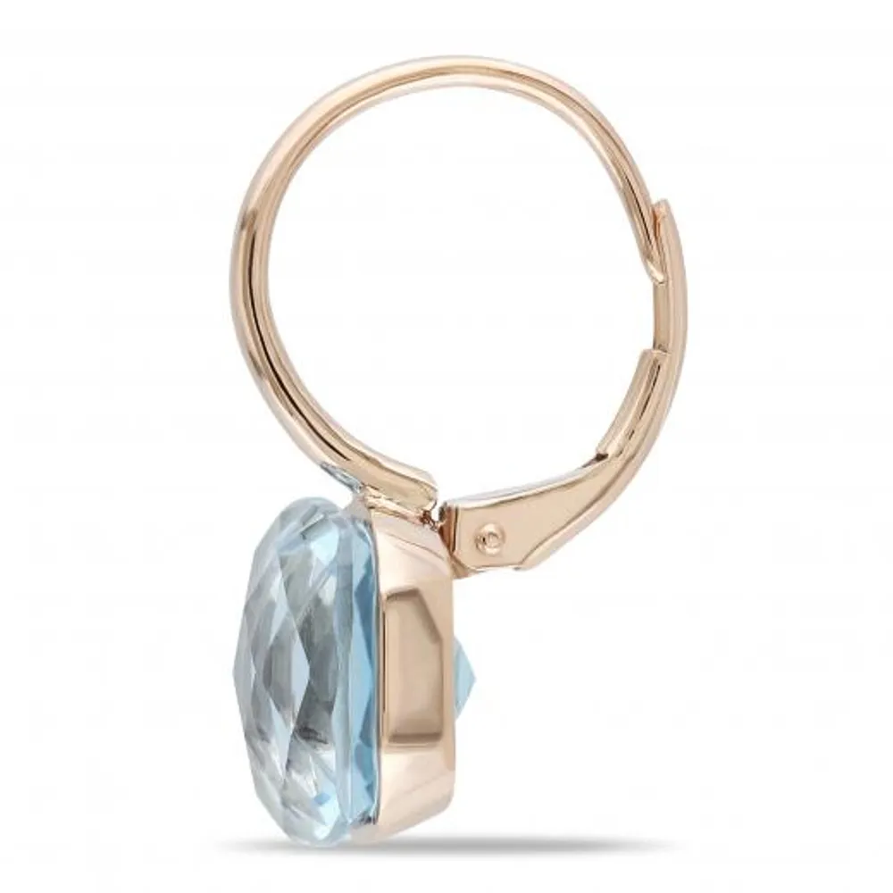 Julianna B Rose Gold Blue Topaz Leverback Earrings