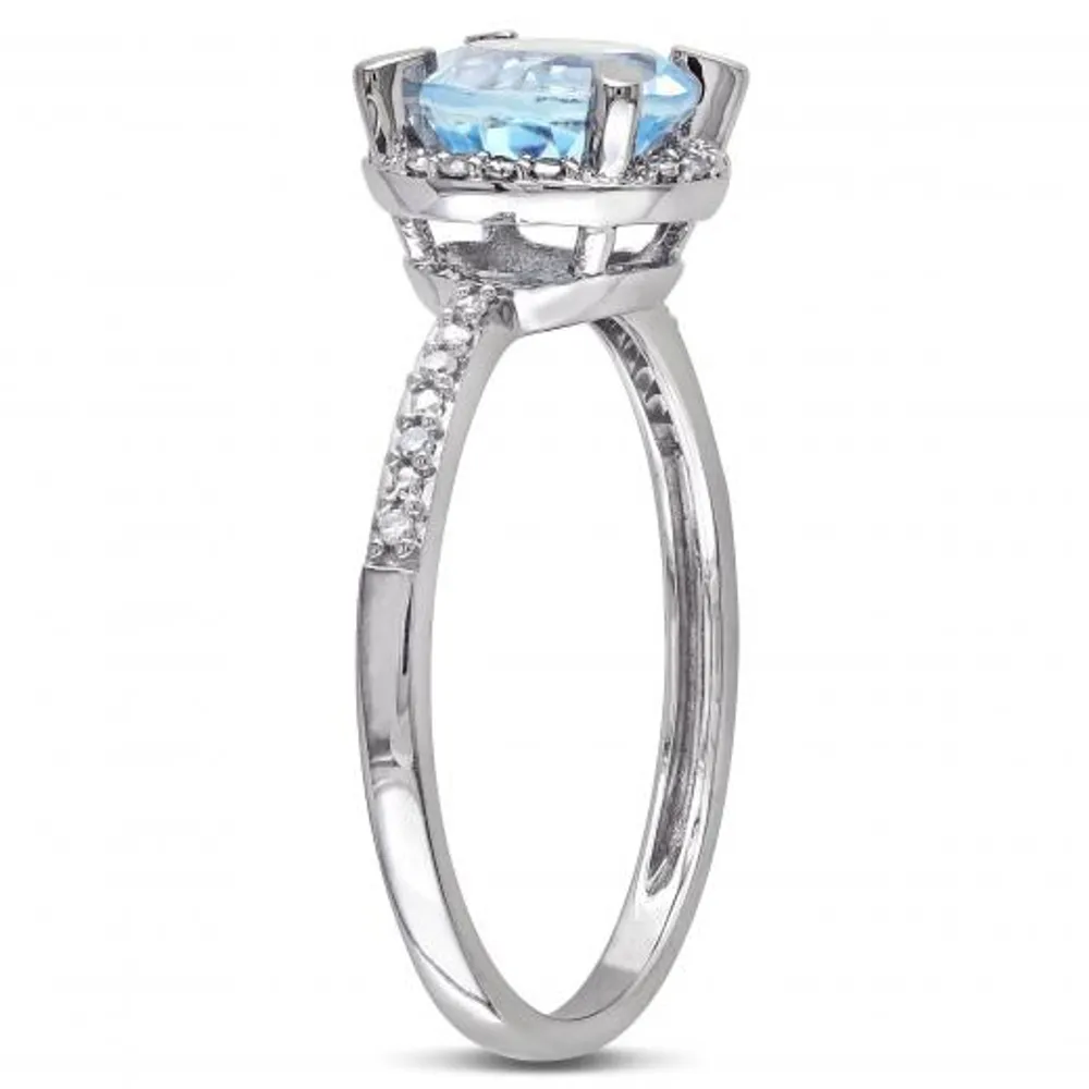 Julianna B 10K White Gold Sky Blue Topaz & 0.05CTW Diamond Fashion Ring