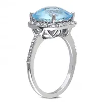 Julianna B 10K White Gold Sky Blue Topaz & 0.10CTW Diamond Fashion Ring