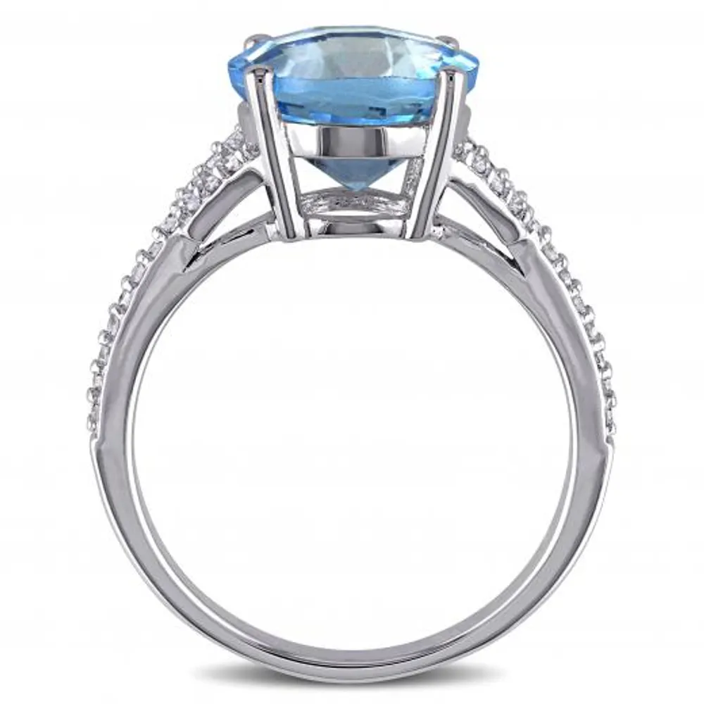 Julianna B 14K White Gold Swiss Blue Topaz & Diamond Fashion Ring