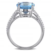 Julianna B 14K White Gold Swiss Blue Topaz & Diamond Fashion Ring