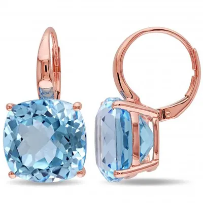 Julianna B Rose Gold Sky Blue Topaz Leverback Earrings