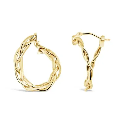 10K Yellow Gold Braided Front Back Hoops