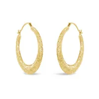 10K Yellow Gold Diamond Cut Round Hoops