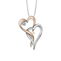 Glacier Fire Sterling Silver 10K Rose Gold Heart Necklace