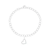 Sterling Silver Diamond Heart Charm Bracelet