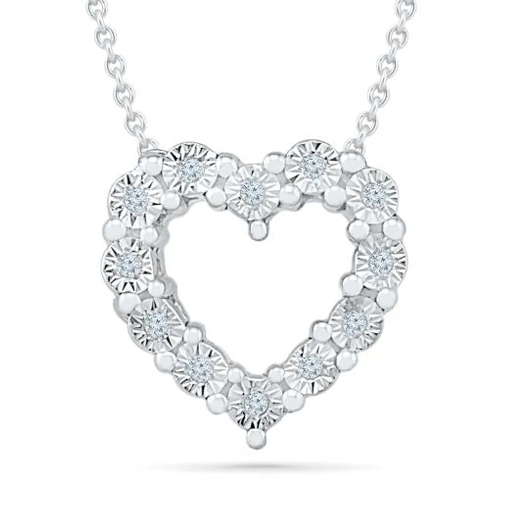 Sterling Silver Diamond Heart Necklace