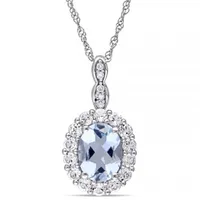 Julianna B 14K White Gold Aquamarine White Topaz & Diamond Pendant with Chain