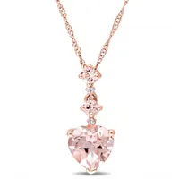 Julianna B 14K Rose Gold Heart Shaped Morganite & Diamond Accent Pendant