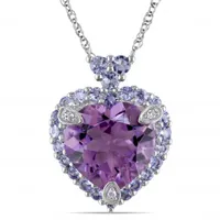 Julianna B 10K White Gold Amethyst Tanzanite & 0.01CTW Diamond Pendant