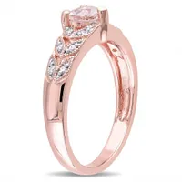 Julianna B Sterling Silver Morganite & Diamond Accent Vintage Heart Ring