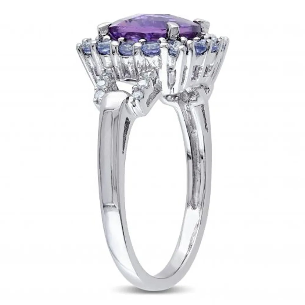 Julianna B Sterling Silver Amethyst Tanzanite & 0.06CT Diamond Fashion Ring