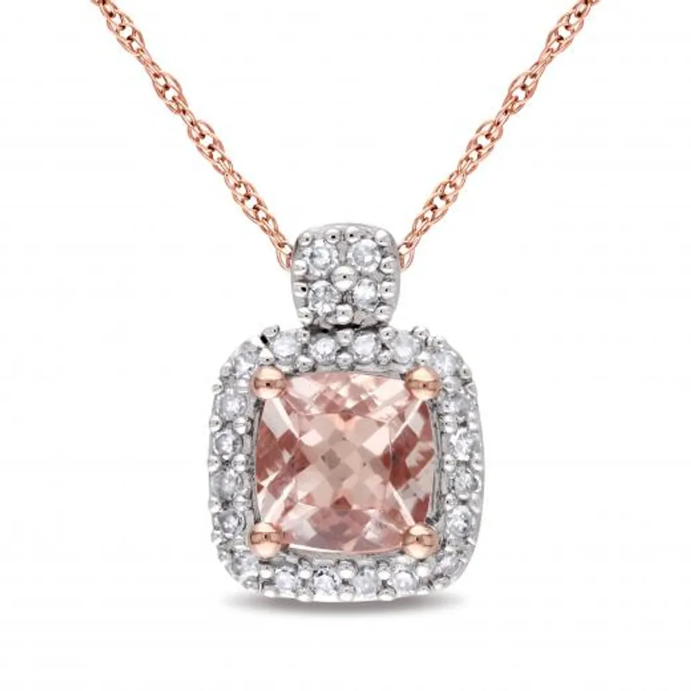 Julianna B 10K Rose Gold Morganite & 0.10CTW Diamond Pendant with Chain