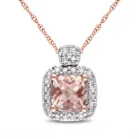 Julianna B 10K Rose Gold Morganite & 0.10CTW Diamond Pendant with Chain